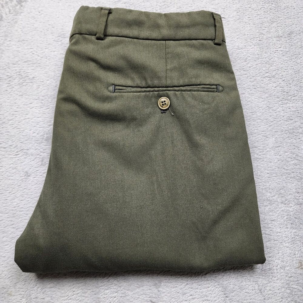 Score Michail Mens 33 Green Slim Fit Trousers Lightweight Casual Dress Pants